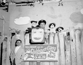 Another view of the Clubhouse Gang fence, puppets and show sign.
